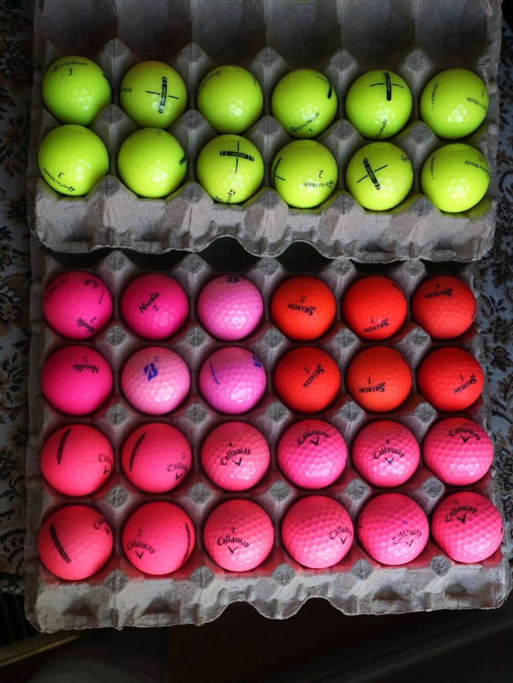 BRIGHT Golf Ball Colour Mix Pack! 3 dozen. PINK, red, yellow